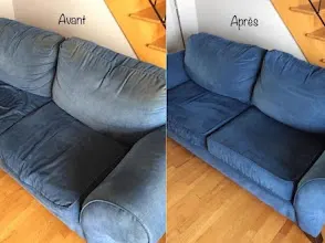Avant / après nettoyage de canapé en tissu à Lille par CLEANOO